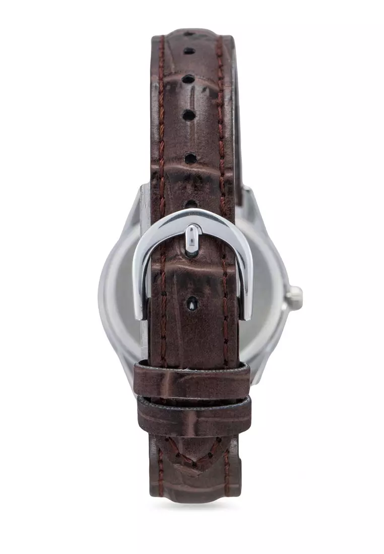 Casio Jam Tangan Wanita - Brown Silver - Leather Strap - LTP-V005L-7B3