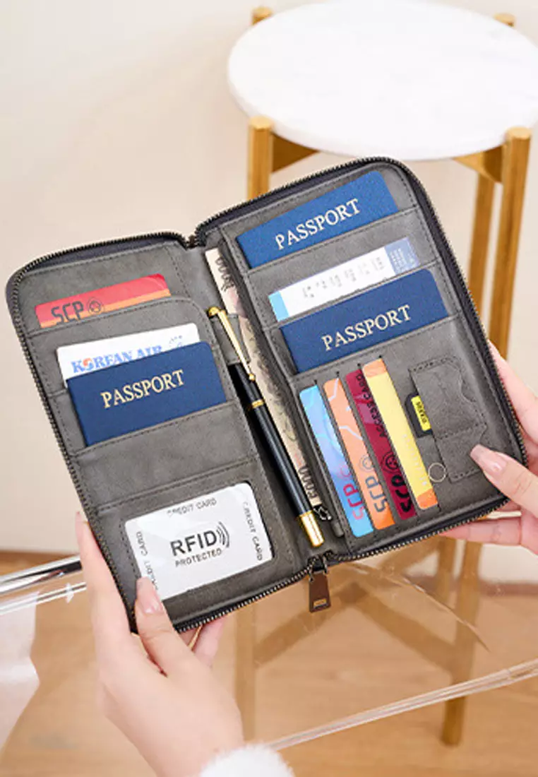 RFID防盜刷多功能長銀包護照夾