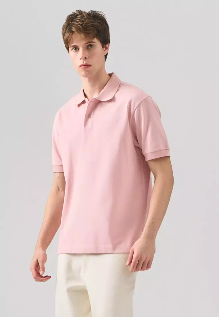 Regular Fit Polo Shirt With Textured Jacquard Collar In Micro Pique