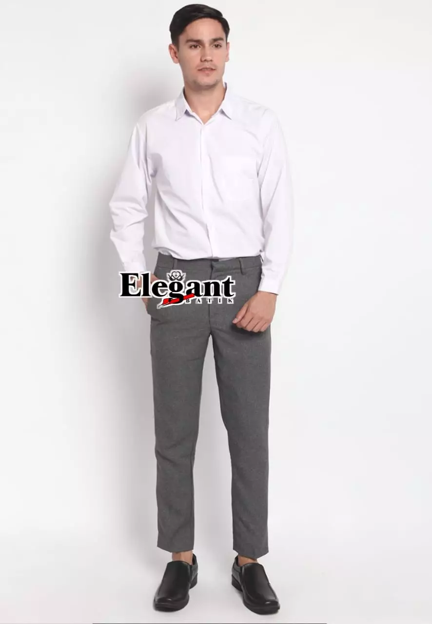 Celana Kain | Celana Kantor Panjang Pria Formal Abu-Abu