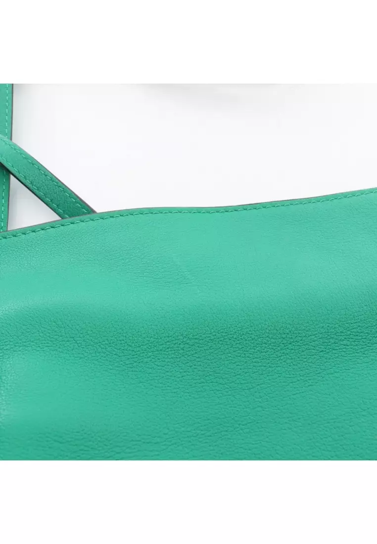Pre-Loved LOEWE flamenco clutch mini Shoulder bag leather green