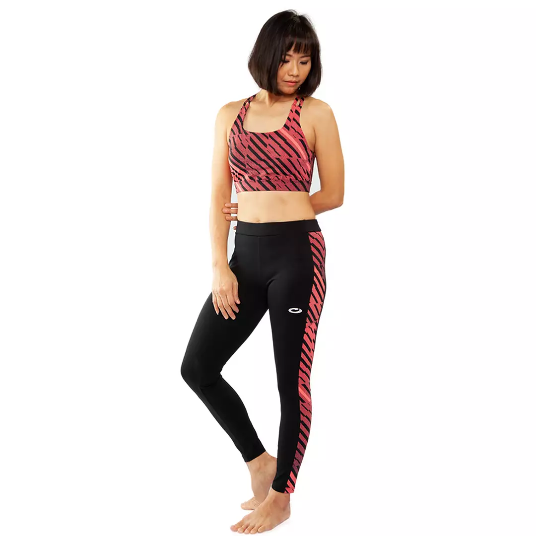 Celana Olahraga Wanita  Legging Side Monokrom Print
