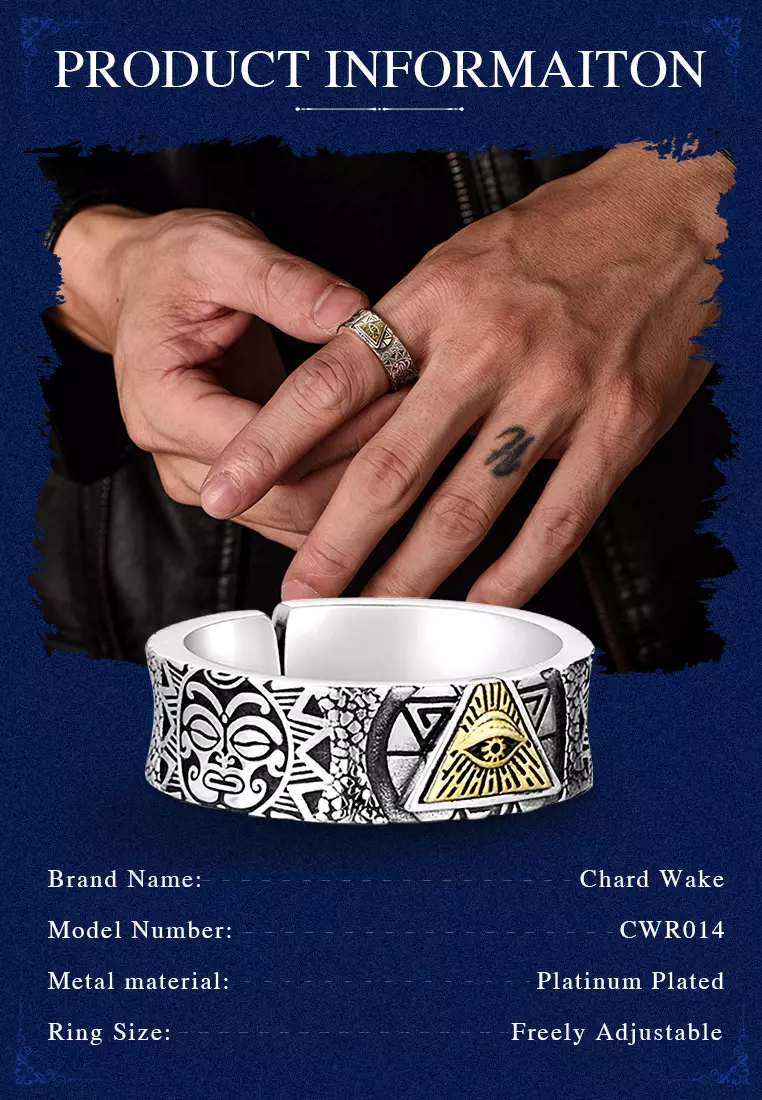 Cincin Pria Egyptian Pyramid Eye Of Horus God Of Sun Ring Set Original cincin model adjustable Unisex cowok cewek anti