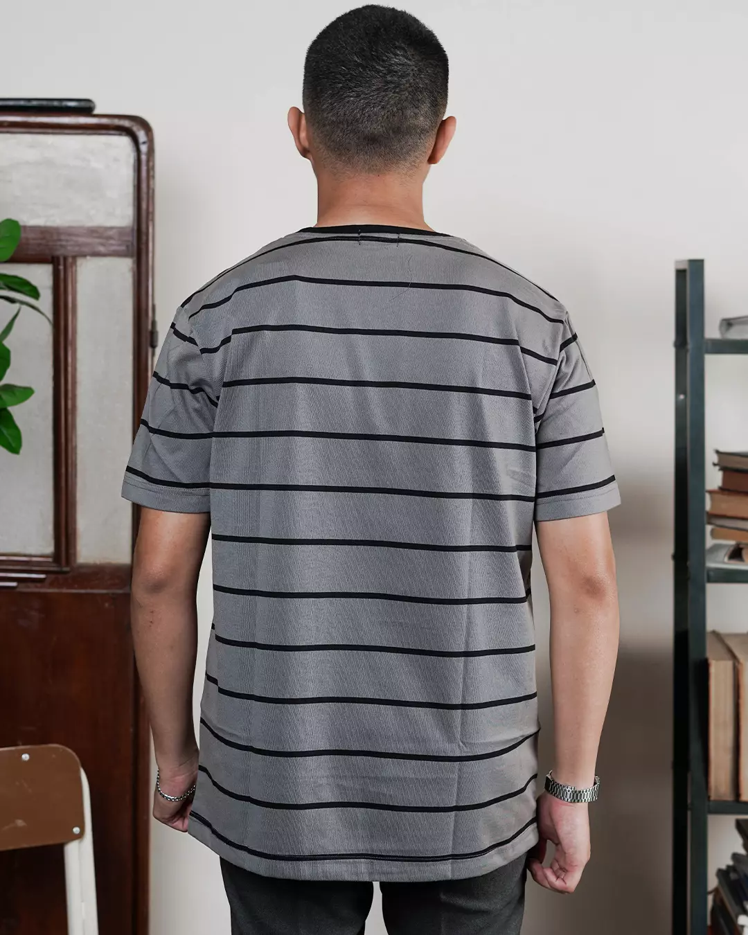 MATSUDA T Shirt Pria Kaos Stripe Ogaki