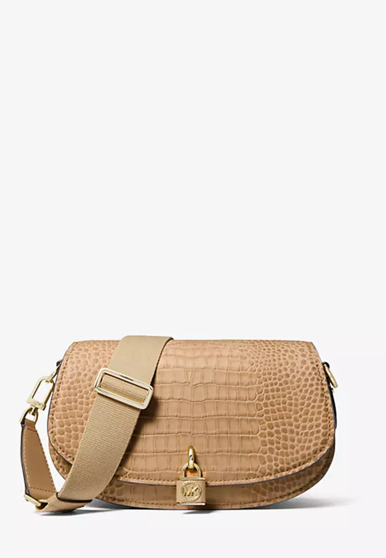 Mercer gallery medium logo and sale studded crocodile embossed leather shoulder bag
