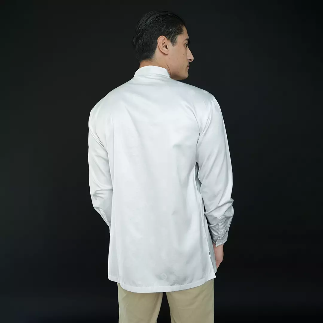 Casella Baju Koko Pria Lengan Panjang | Baju Koko Batik Syam 9982 White