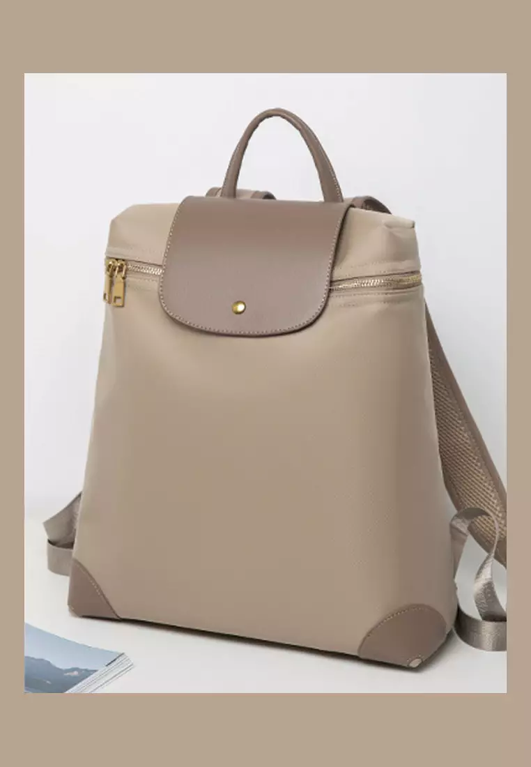 Color Matching Nylon Oxford Patch Faux Leather Backpack (Large Size) JW CL-C9152