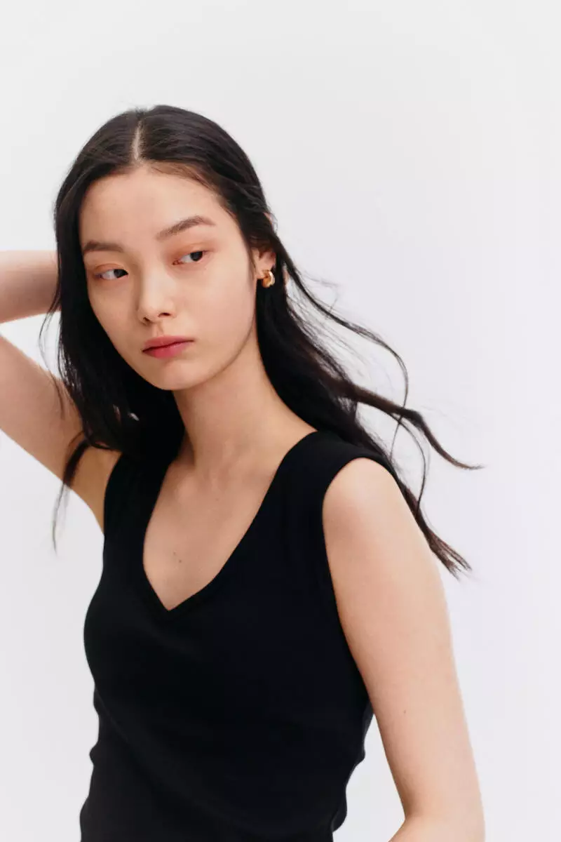 Integral-bra cotton vest top