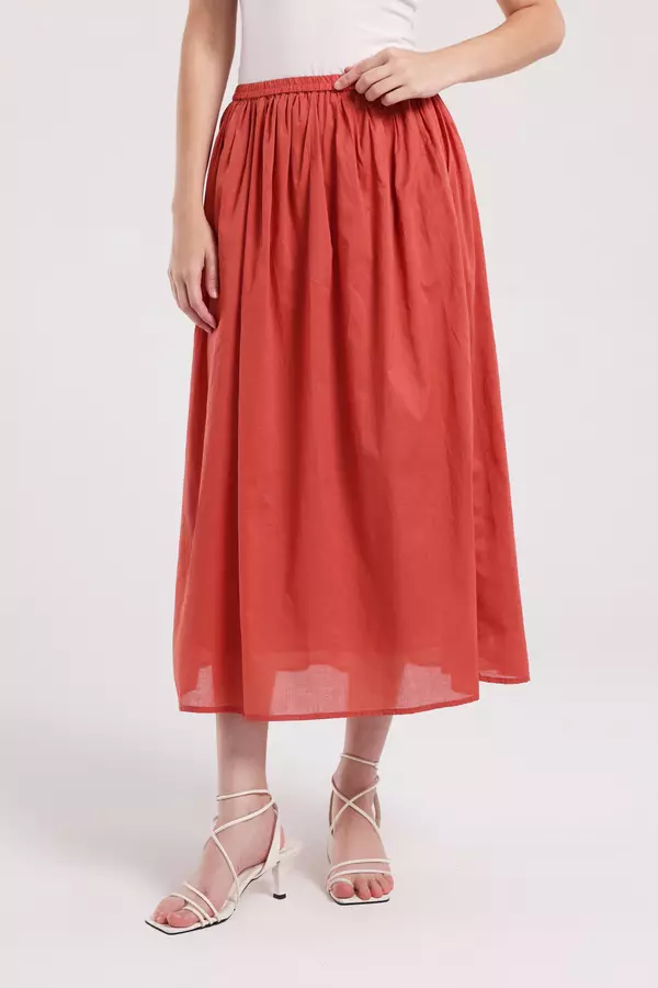 MINIMAL - Pauline - Rok Lebar Bahan Katun - Mustard Warna Mustard