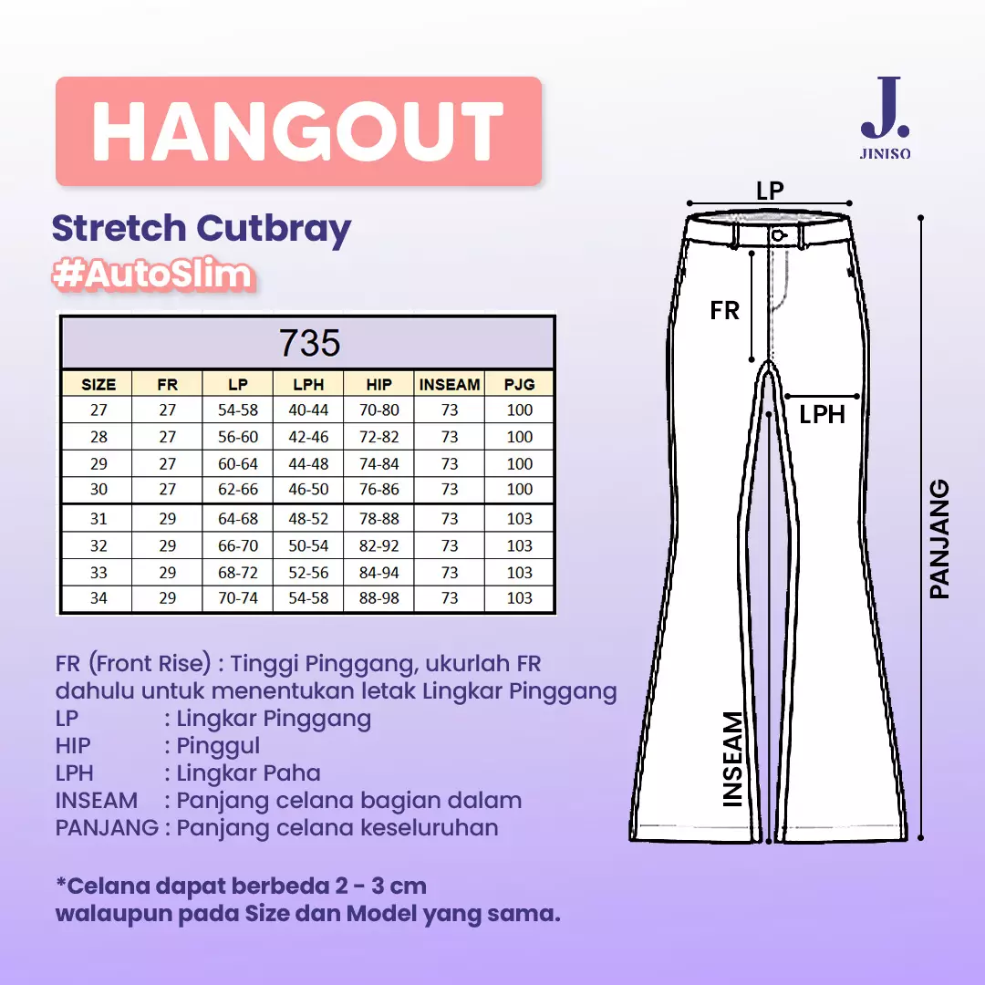 Highwaist Stretch Cutbray Flare Jeans 735 HANGOUT