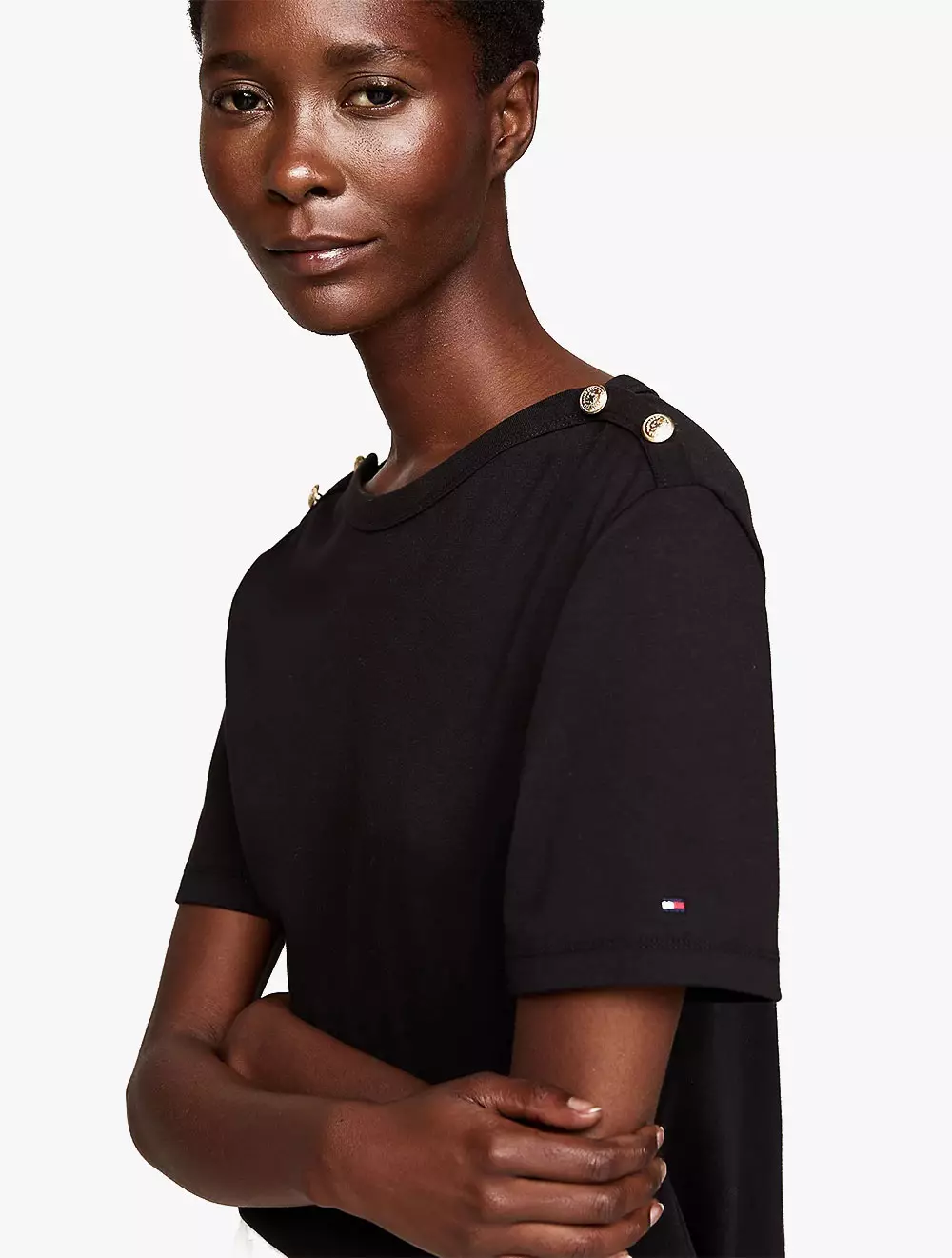 Tommy Hilfiger - Stripe Boat Neck Relaxed T-Shirt - Black