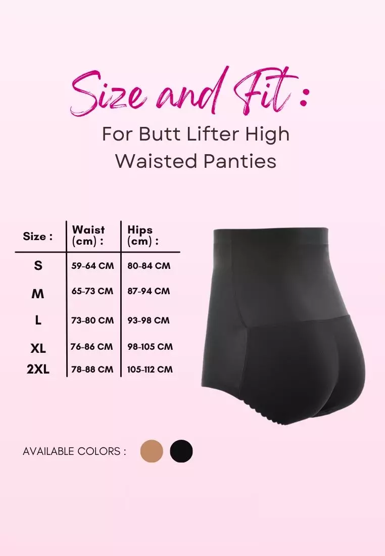 2 Pack Karla Butt Lifter High Waisted Panties Seamless Padded Underwear Hip Pads Enhancer Panty in Black