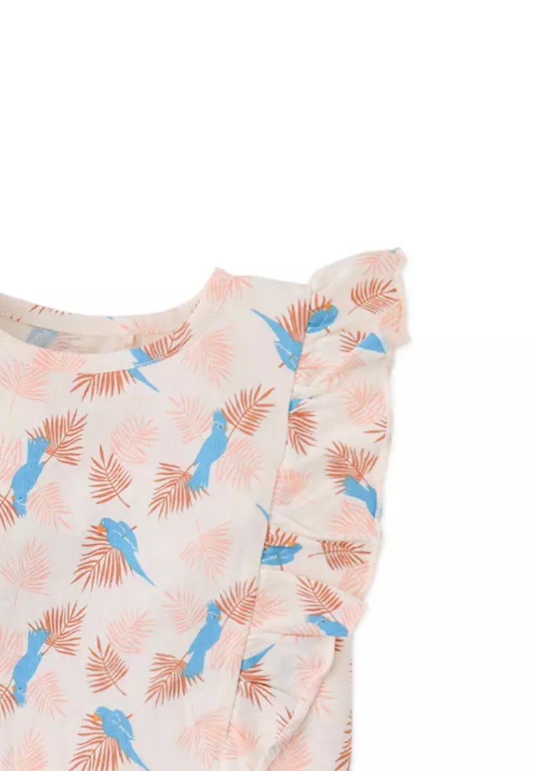 Missy All Over T-Shirt With Ruffle Sleeves