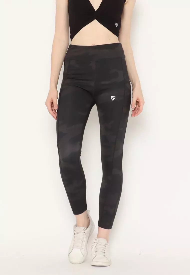 FITWEAR - ELIA POCKET CAMOUFLAGE SPORT LEGGING - BLACK