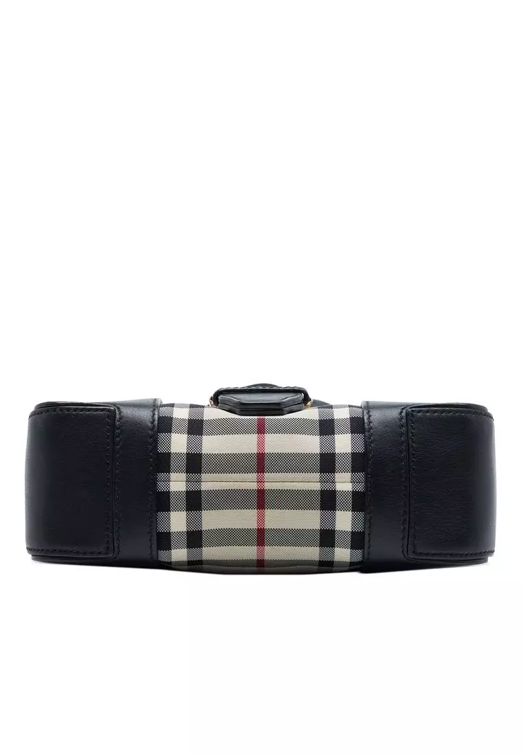 Pre-Loved Burberry Small Haymarket Check Nylon And Leather Dickens Crossbody