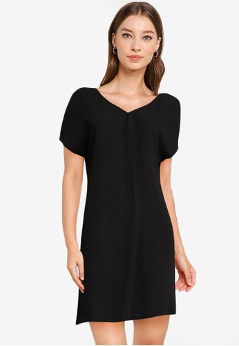 Black v neck shift dress clearance