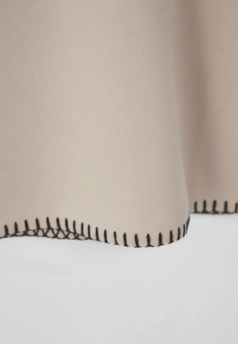 Limited Edition Stone Oversize/Wide Cut Contrast Stitch Detail Polo Neck T-shirt TMNSS25PO00009