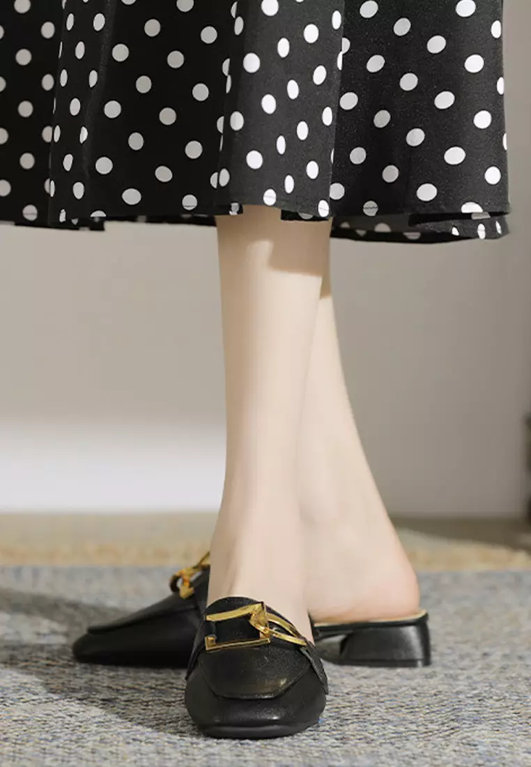 靴 VELOUR FLAT MULES Ellie Footbed Closed Toe Mule Shoe Wide E Fit | JD Williams