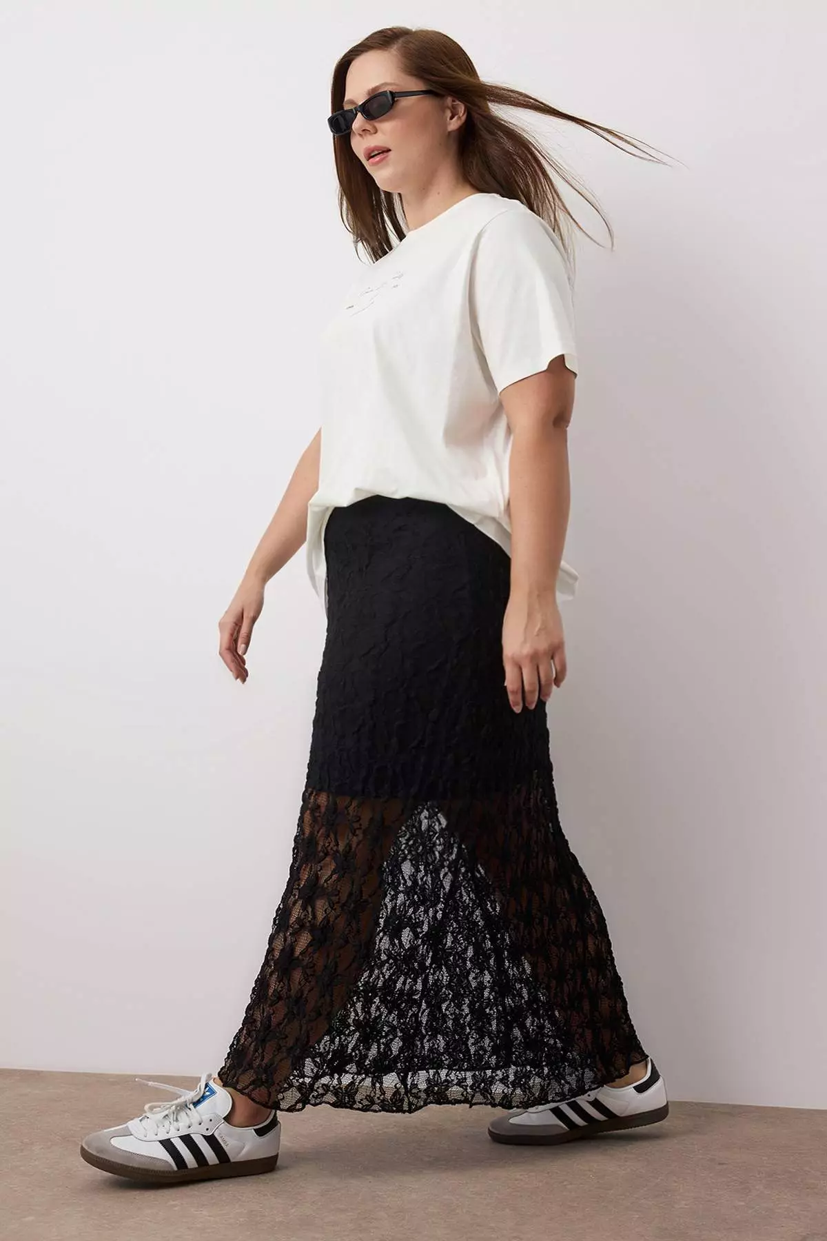 Lace A-Line Mini Lined Plus Size Skirt