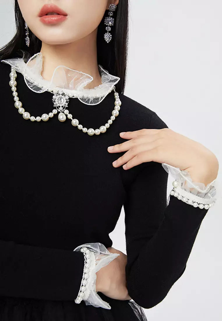 Asymmetric Mesh Spliced Knit Midi Dress