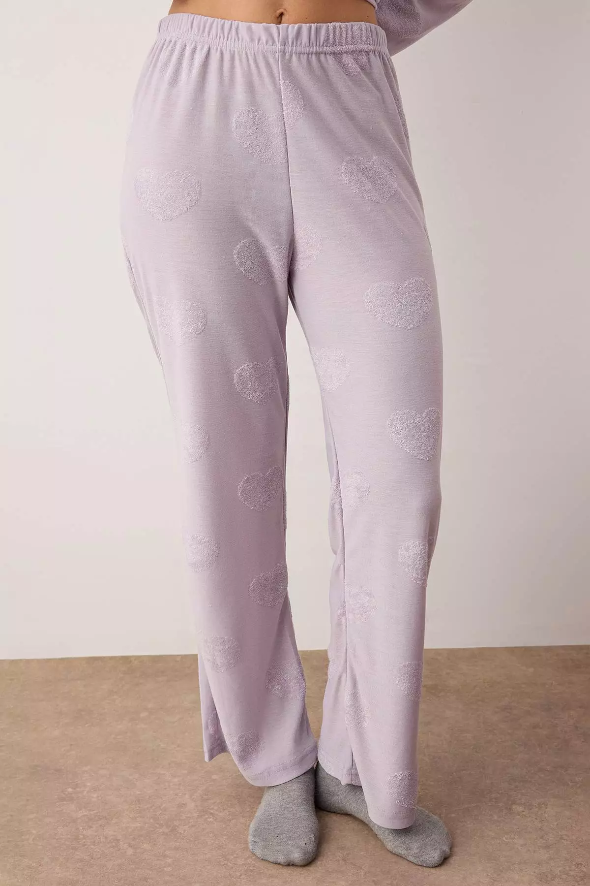 Lilac Heart 30/1 Openend Knitted Pajama Set