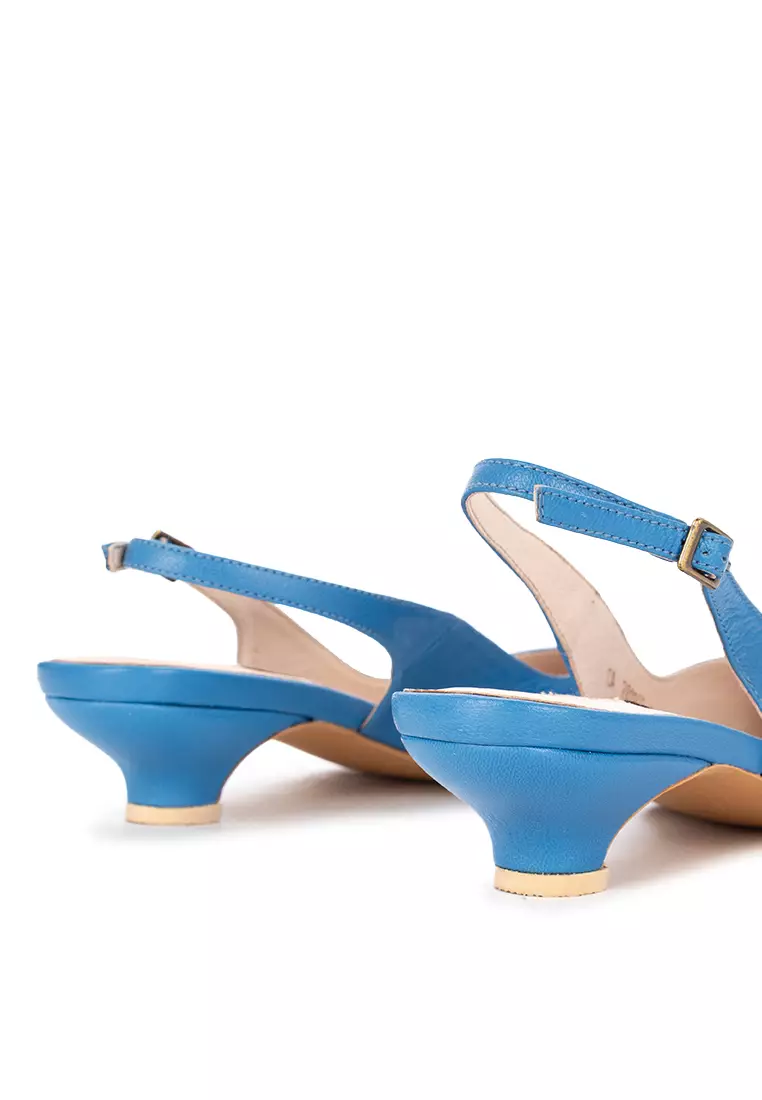 Pointed Toe Leather Slingbacks