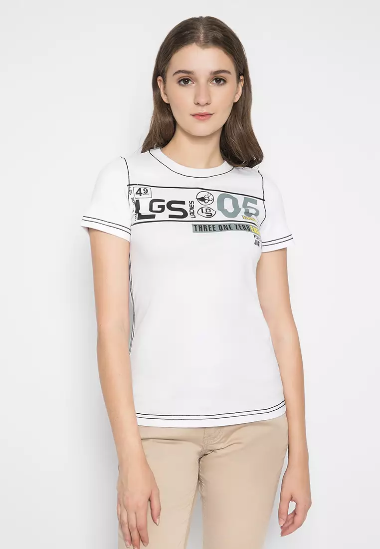 LGS - Kaos Wanita Warna Putih Sablon Gambar LTS.555.T756M.019.C