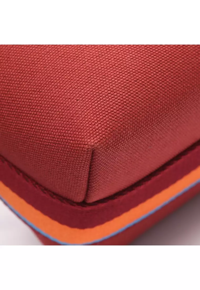 Pre-Loved Hermès Bride-a-Brac PM Hpavilion Rouge Ash Handbag canvas Brown multicolor silver hardware