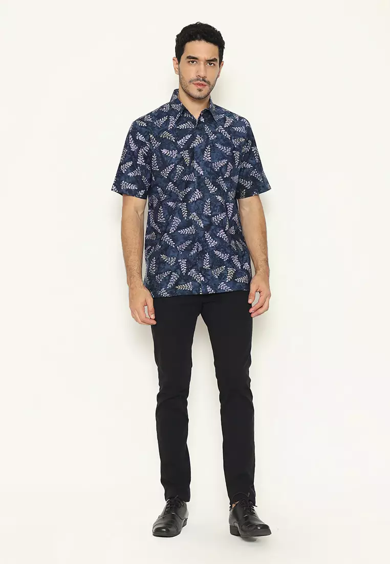 Signature Hadinata Batik Pria Kemeja Pendek Cap Furing Vasant