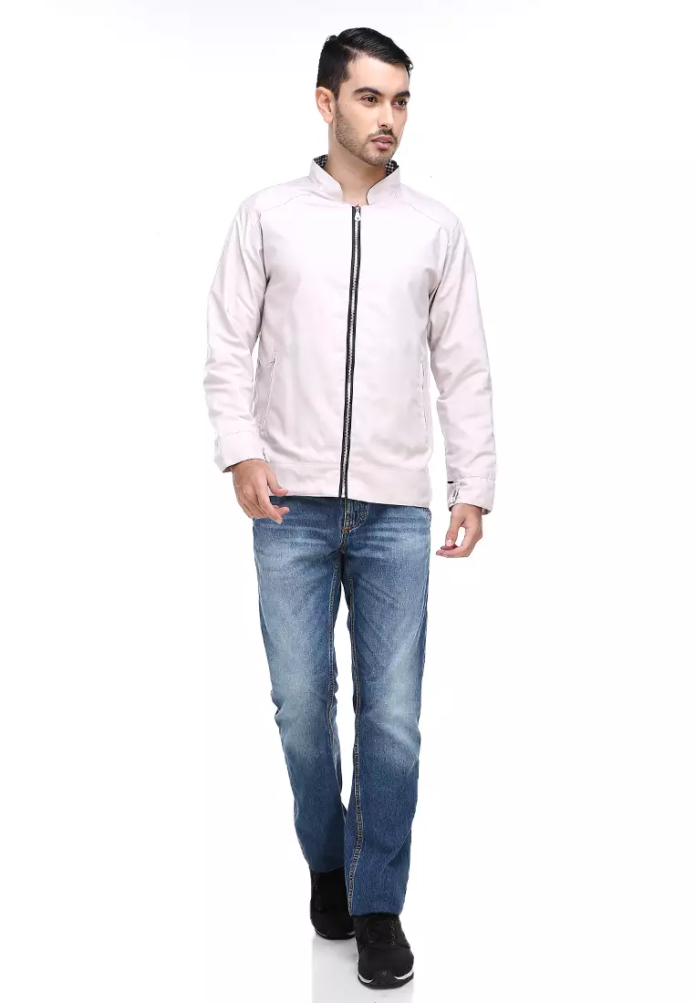 Clover Jas Jaket Casual Pria Slimfit Material American Drill ORIGINAL - Cream