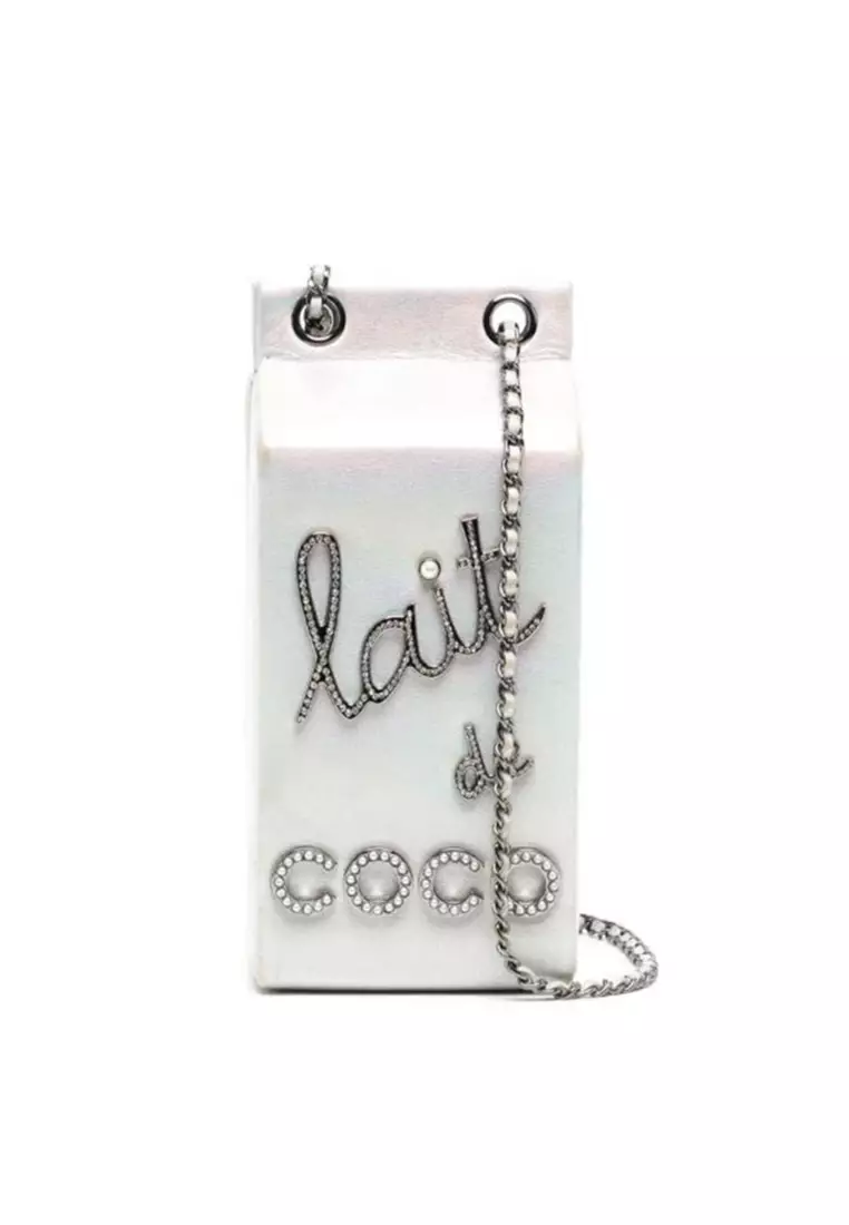Buy Chanel PreLoved Iridescent Silver Lait de Coco Milk Carton Bag
