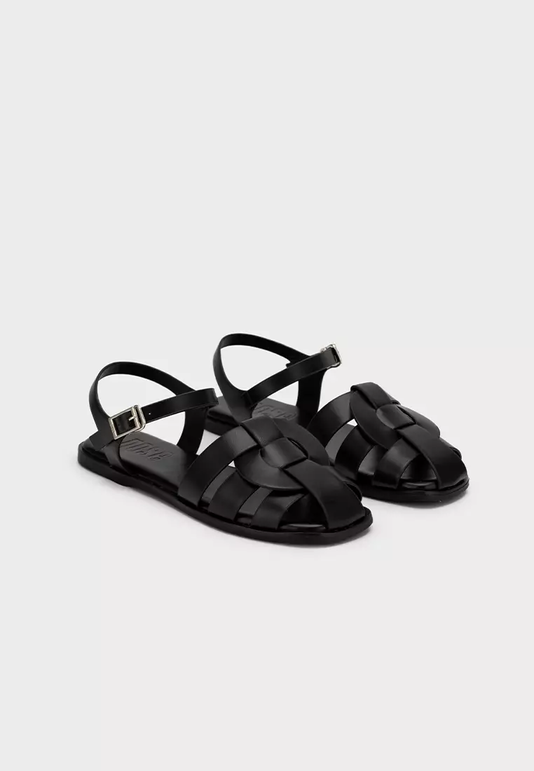 WOVEN STRAP FLAT SANDALS編織平底涼鞋