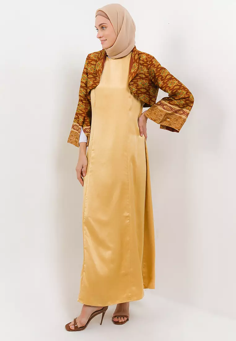 Siona Maxi Dress With Jacket In Brown