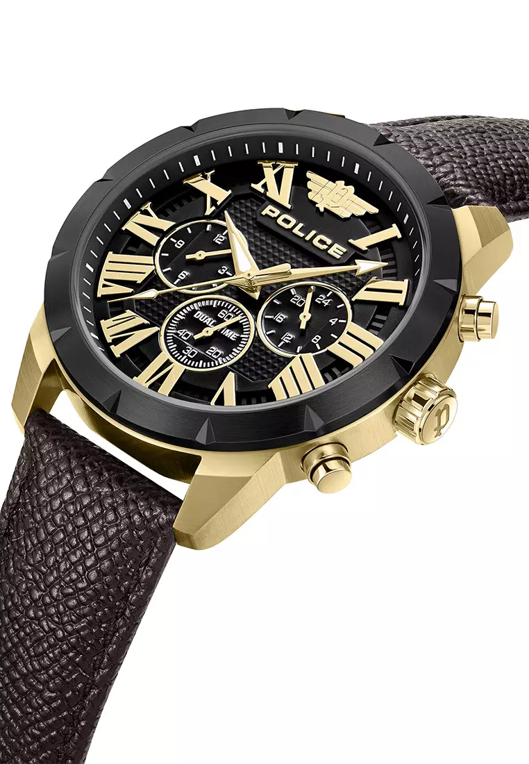 Buy Police Police Roman Brown Leather Analog Quartz Watch For Men - Main Image