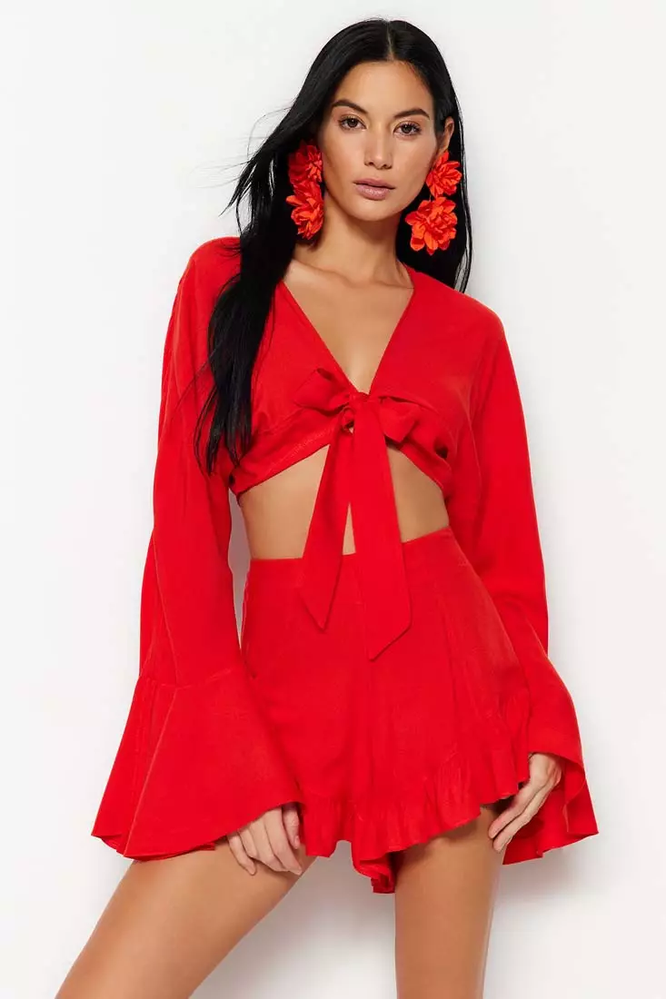 Red blazer discount and shorts set