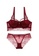 ZITIQUE red Women's Latest 3/4 Cup Push Up Lingerie Set (Bra And Underwear) with Floral Lace Pattern  - Wine Red 60A48US5D7ACD0GS_1