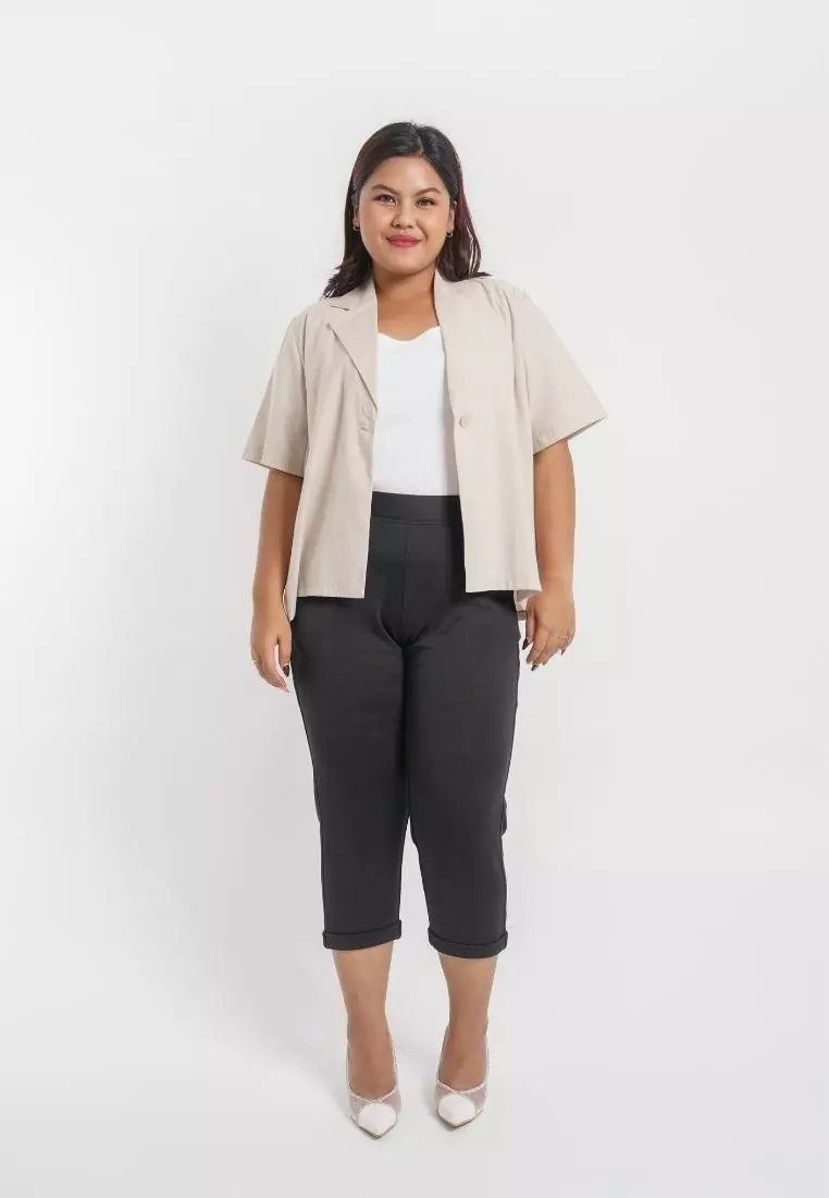 Plus Size Outer Blazer Everyday Khaki