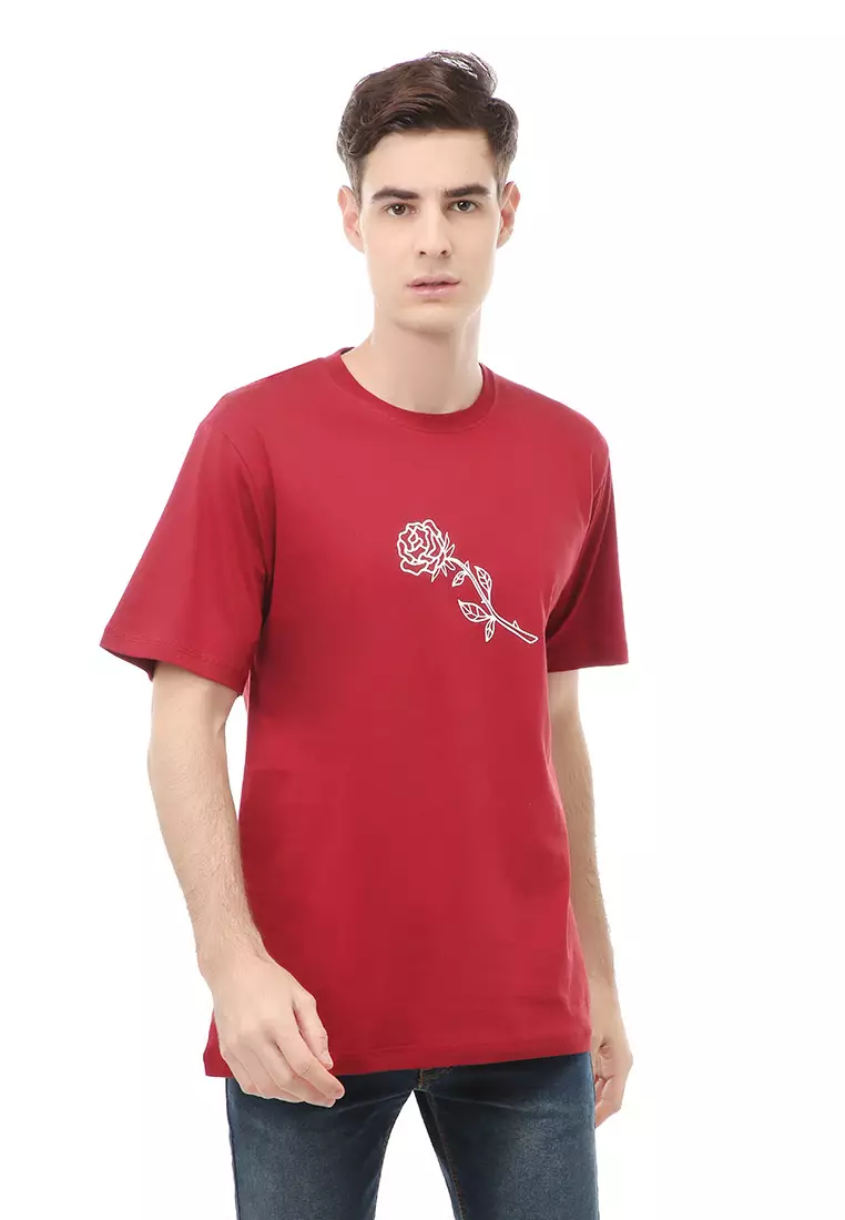 Jack T-Shirt Atasan Kasual Kaos Pria Rose Motive Lengan Pendek Material Cotton ORIGINAL