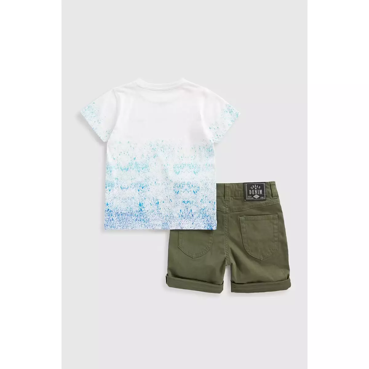 Mothercare T-Shirt and Denim Shorts Set - Set Pakaian Anak Laki-laki (Putih)