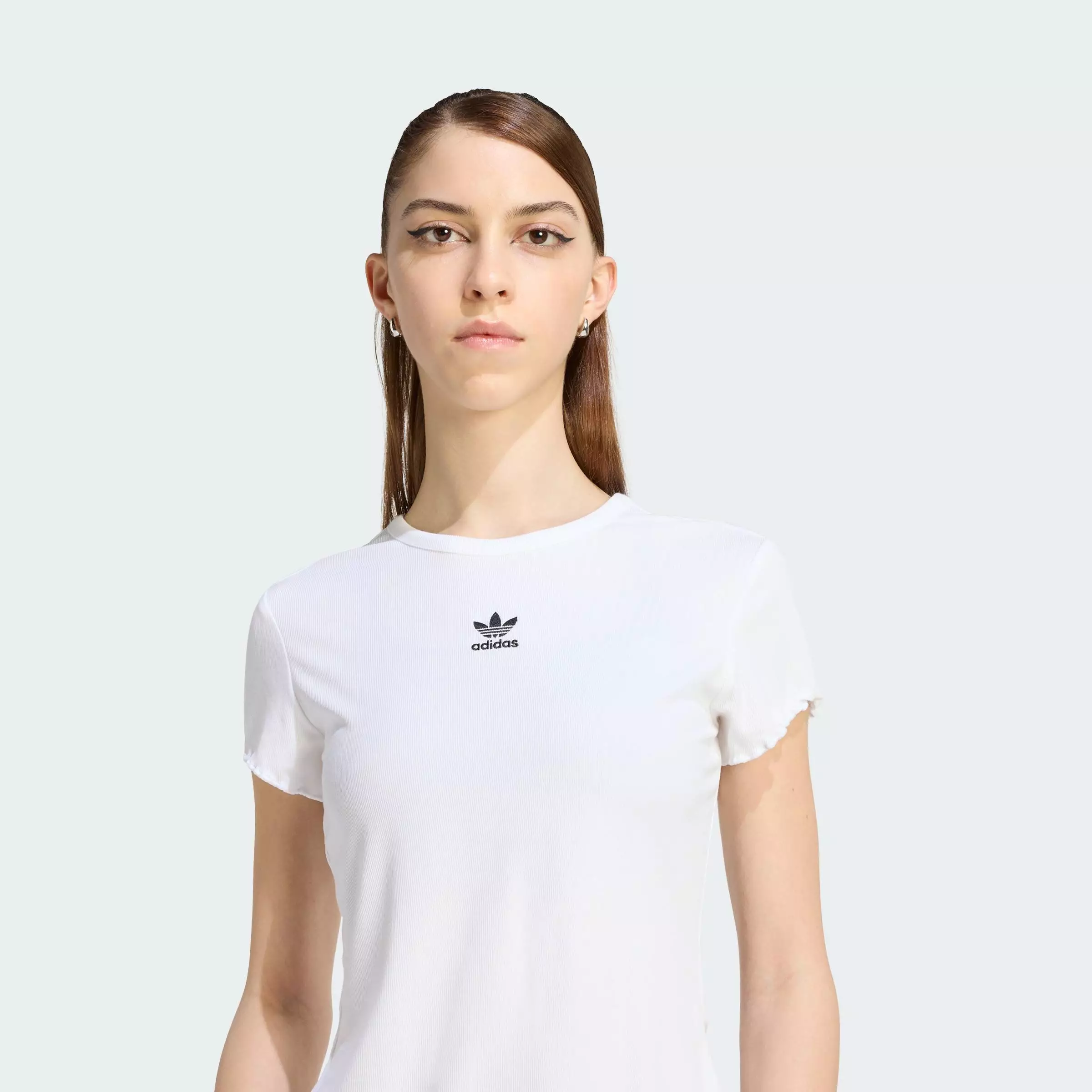 Lifestyle ESSENTIALS SCALLOPED EDGE BABY TEE Women White KE1107