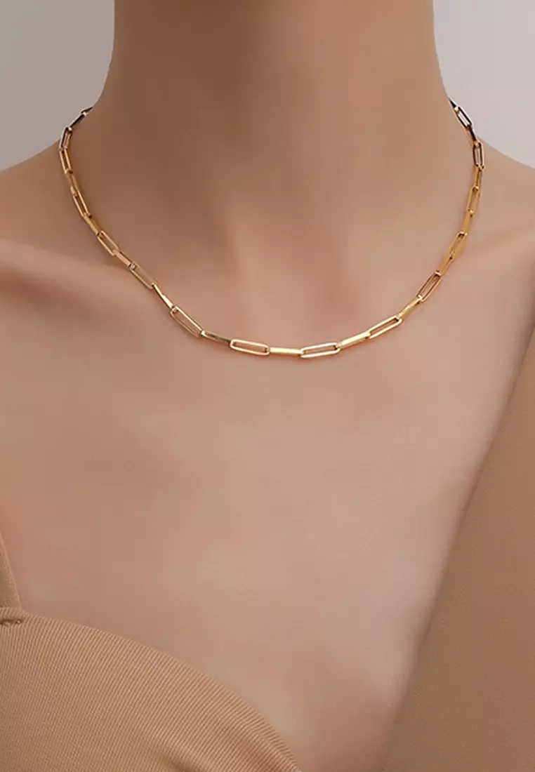 Adaline 简约方块锁骨项链（金色）