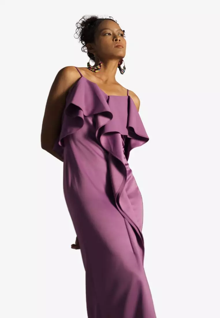 Purple silk gown on sale