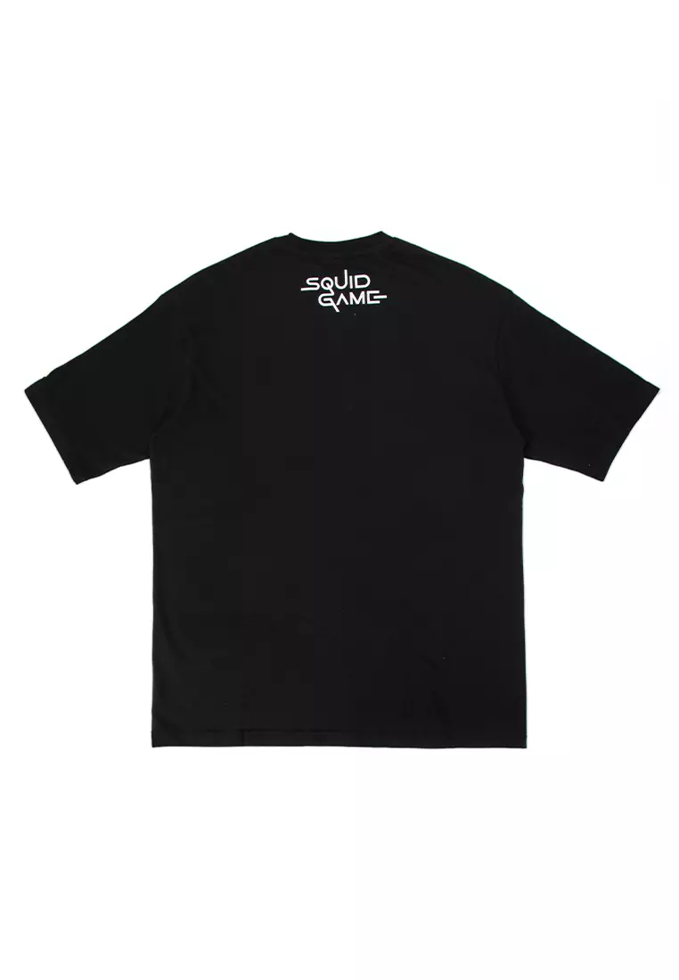 NE x Squid Game Black Graphic Oversized Short Sleeve T-Shirt