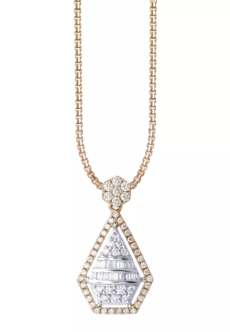TOMEI 【爱的浪漫点滴】Romantic Droplet Pendant, White+Rose Gold 750