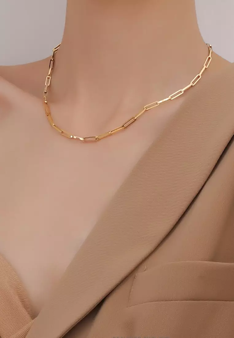 Adaline 简约方块锁骨项链（金色）