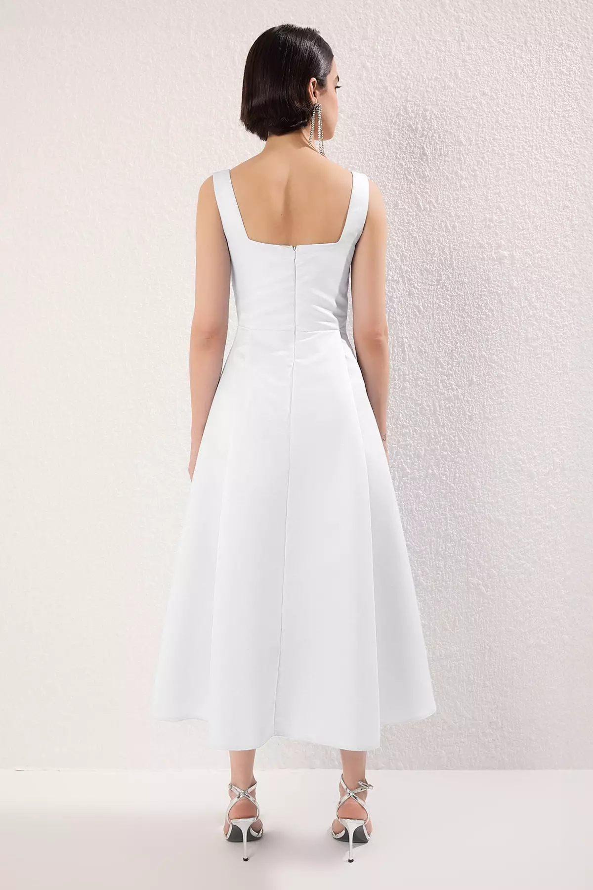 White A Line Satin Stylish Evening Dress