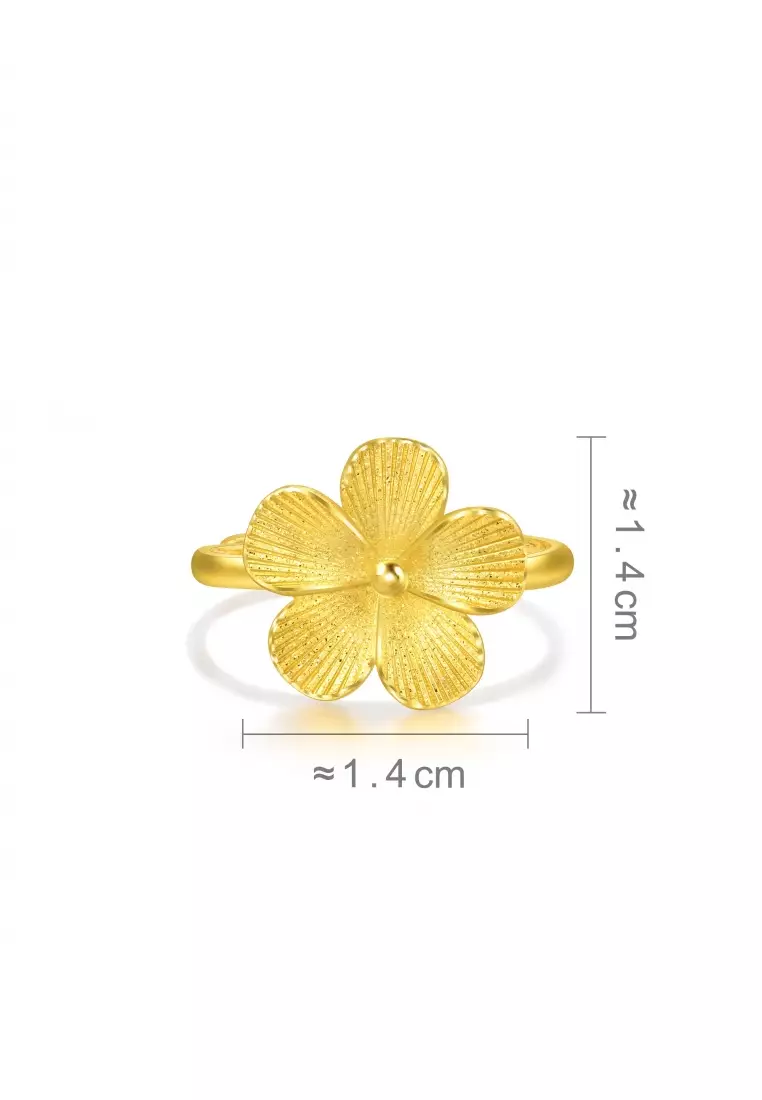 999.9 24K Gold Chinese Wedding Collection Blossom Adjustable Ring 95303R [Size Adjustable]