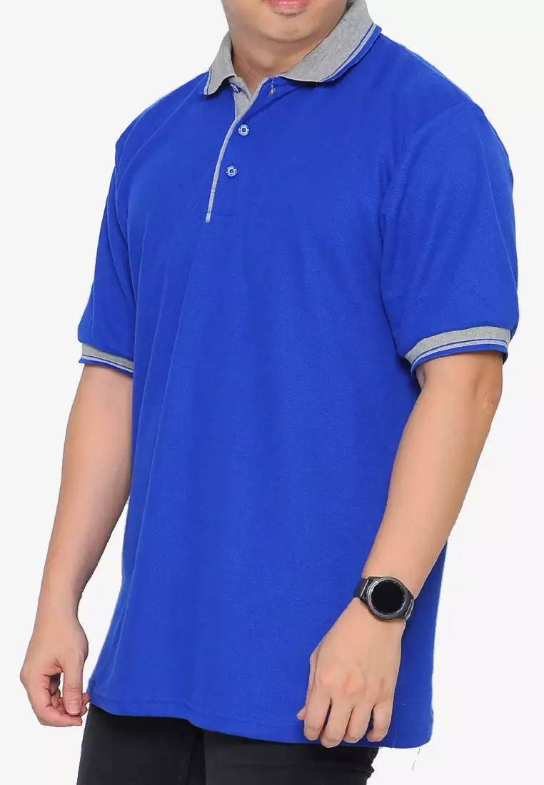 Andre Michel Kaos Polo Shirt Lengan Pendek Kerah Abu Biru Elektrik 933-15