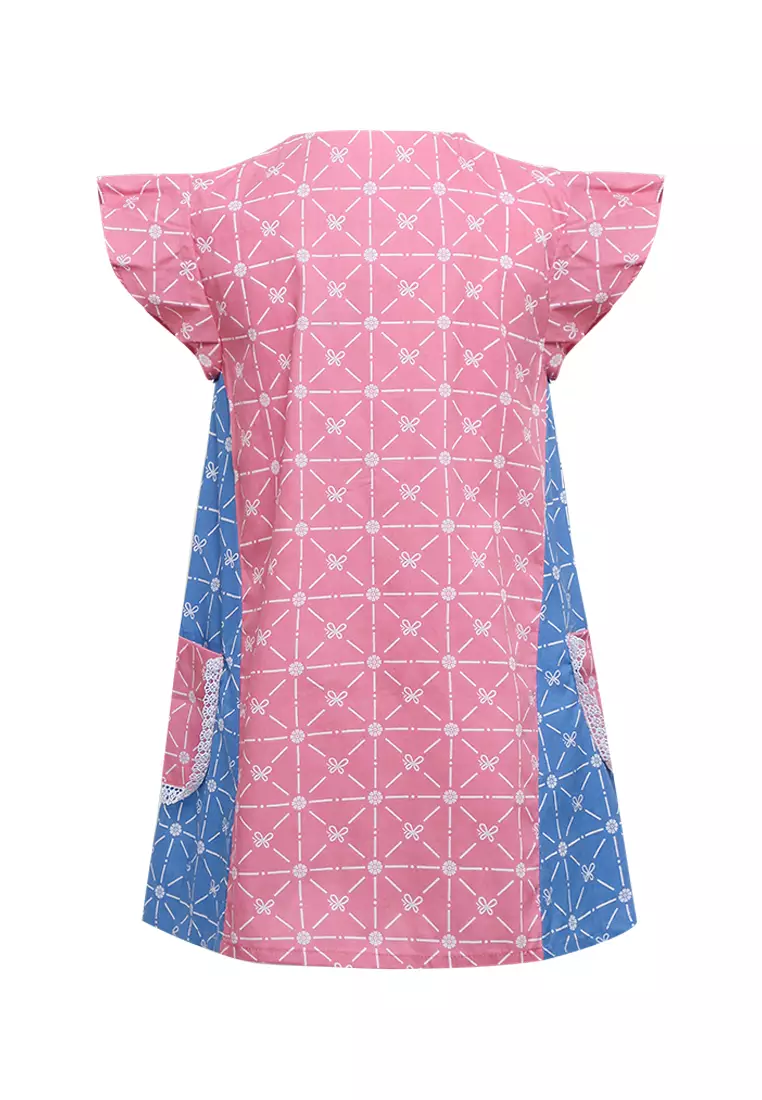 Baju Anak Perempuan Dress Zinnia Pink Button Pocket Mirea Series Spesial Back to School