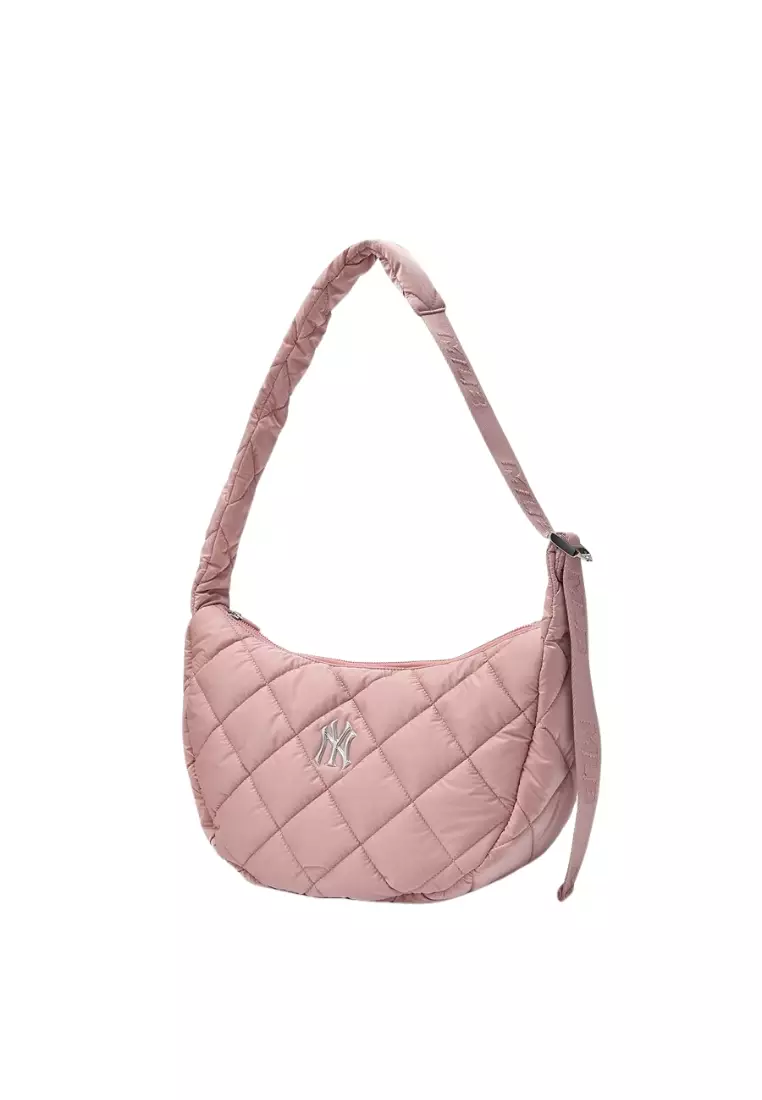 ★MLB Korea★ Padded Quilted Medium Hobo Bag BOS PtnCream 3A Jual MLB Korea Padded Quilted Medium Hobo Bag - Boston Cream